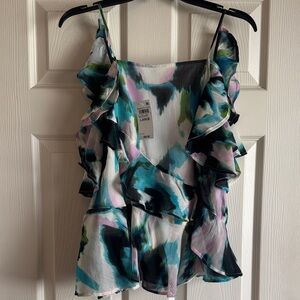 INC International Concepts Multicolor Ruffled Blouse